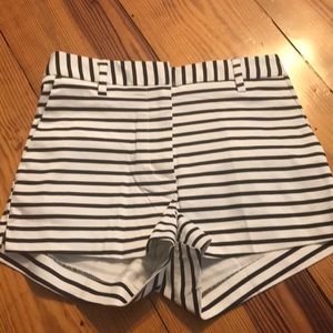 High waisted blue stripe shorts